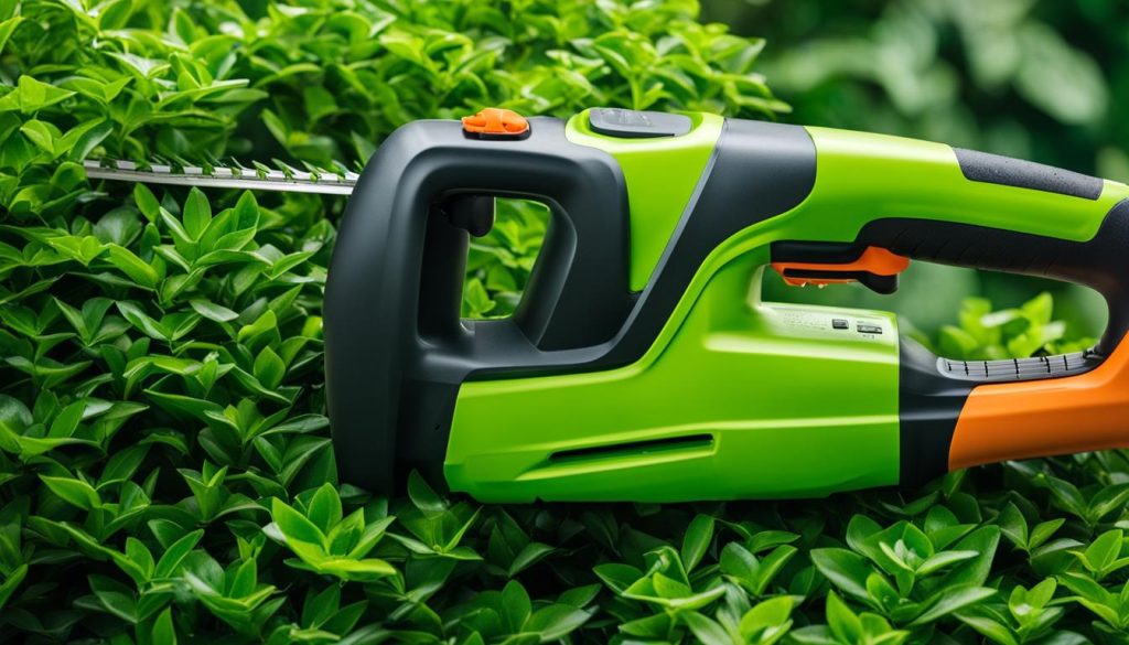 Battery powered hedge trimmer