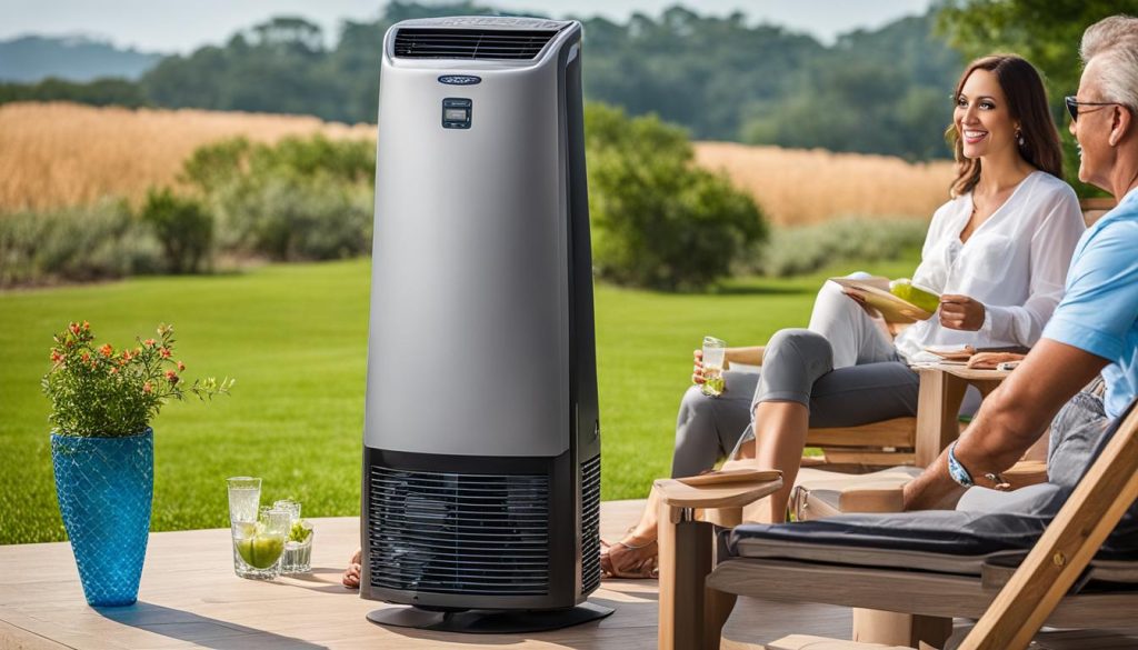 Outdoor portable evaporative cooler