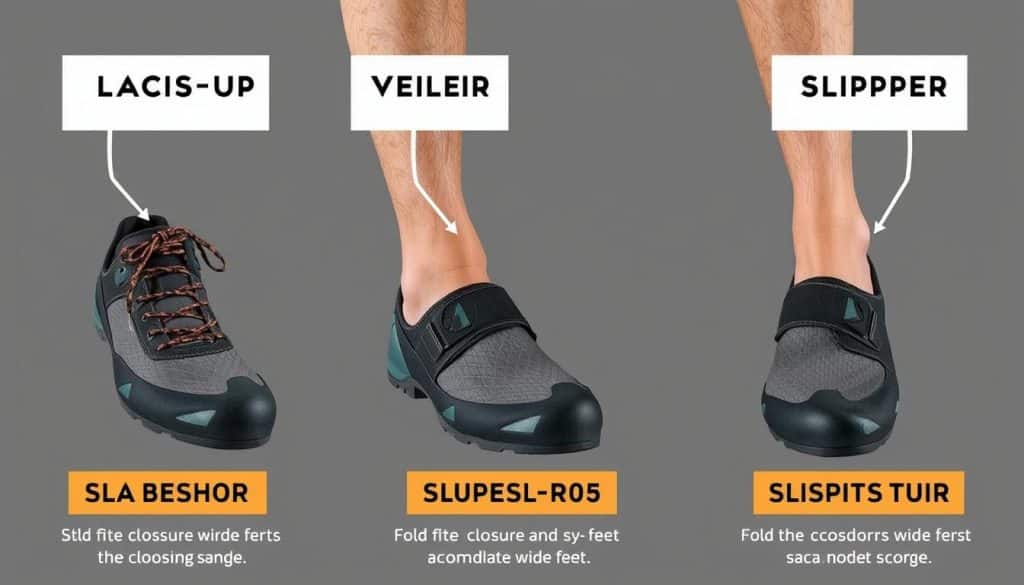 Different closure systems for wide feet climbing shoes 2025